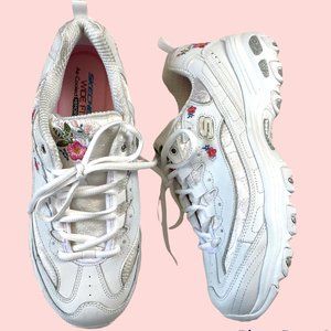 NEW Skechers D-lites Bright Blossoms tennis shoes, Y2K cottagecore, embroidered
